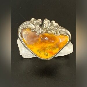 Vintage Silver Jasper Brooch